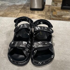Black Sandals with Logo Design size 38